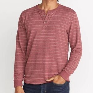 Marine Layer Double Knit Stripe Henley in Raisin Sz XL